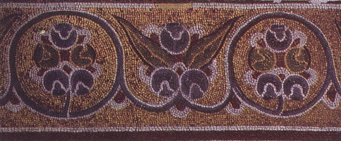 Image - Ornament: Geometric and floral motifs (11th century) of the mosaic in the central apse of the Saint Sophia Cathedral in Kyiv.